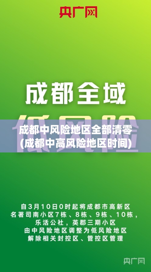 成都中风险地区全部清零(成都中高风险地区时间) 成都中风险地区全部清零(成都中高风险地区时间)