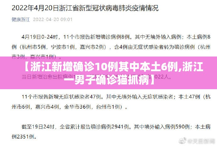 【浙江新增确诊10例其中本土6例,浙江一男子确诊猫抓病】 【浙江新增确诊10例其中本土6例,浙江一男子确诊猫抓病】
