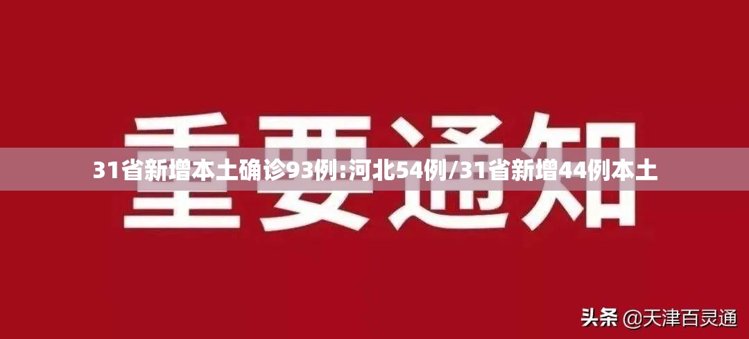 31省新增本土确诊93例:河北54例/31省新增44例本土