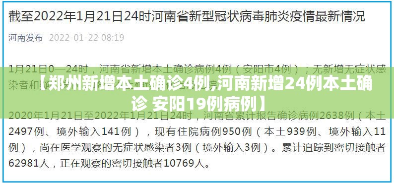 【郑州新增本土确诊4例,河南新增24例本土确诊 安阳19例病例】